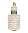 A large Fratelli Manneli ribbed Italian 1970s travertine lamp with brass detail