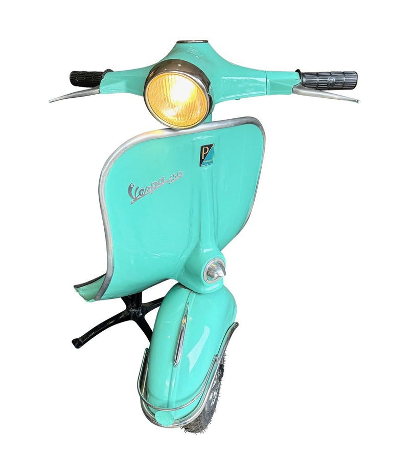 An orignal unique 1960s floor lamp made from the front half a Piaggio Vespa sprint 150