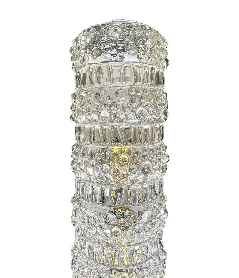 A pair of 1960s clear geometric textured glass wall lights