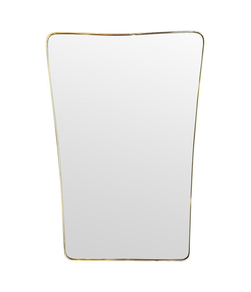 A large original Italian 1950s brass framed mirror with original bevelled plate