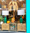 A pair of Italian 1970s Vivai Del Sud style tortoiseshell bamboo bedside tables with two doors