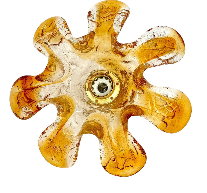 Five Italian 1970s Murano glass flower wall scones by Mazzega