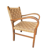 A pair of 1940s French Bauhaus bent wood chairs in the style of Erich Dieckmann with orignal woven rope seats