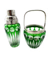 A wonderful Wilhelm Wolff 1940s crystal and silver plated cocktail shaker and ice bucket