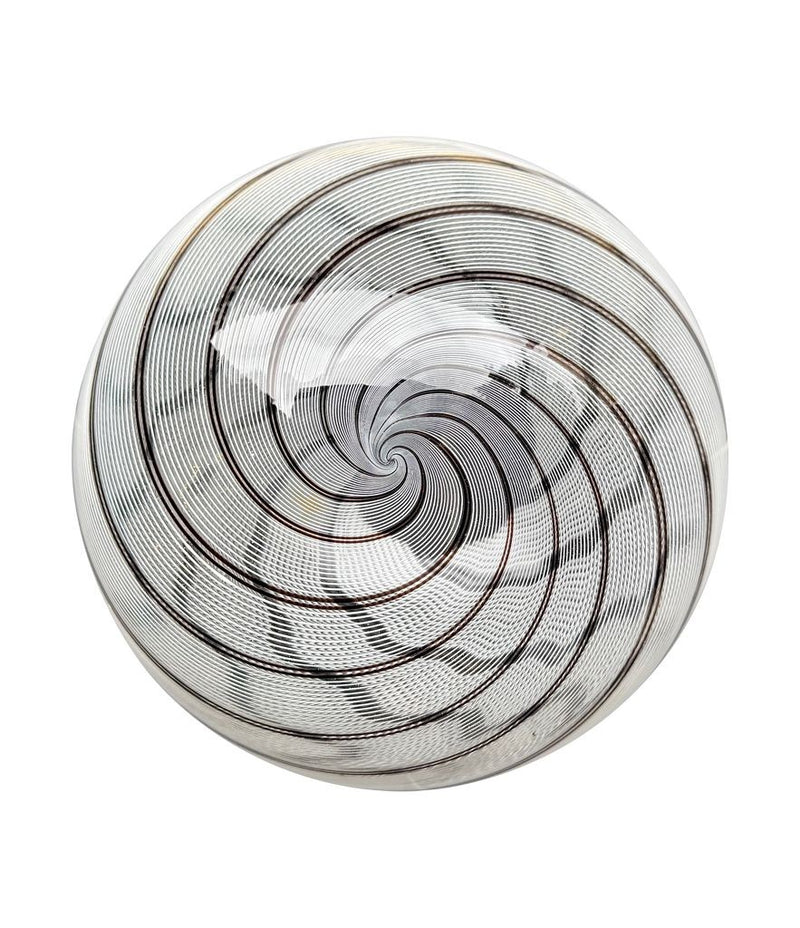 A wonderful Venini murano glass swirl ceiling light with brass top fittings