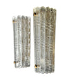 A large quality pair of 1950s Orrefors glass and brass wall sconces by Carl Fagerlund