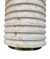 A large Fratelli Manneli ribbed Italian 1970s travertine lamp with brass detail
