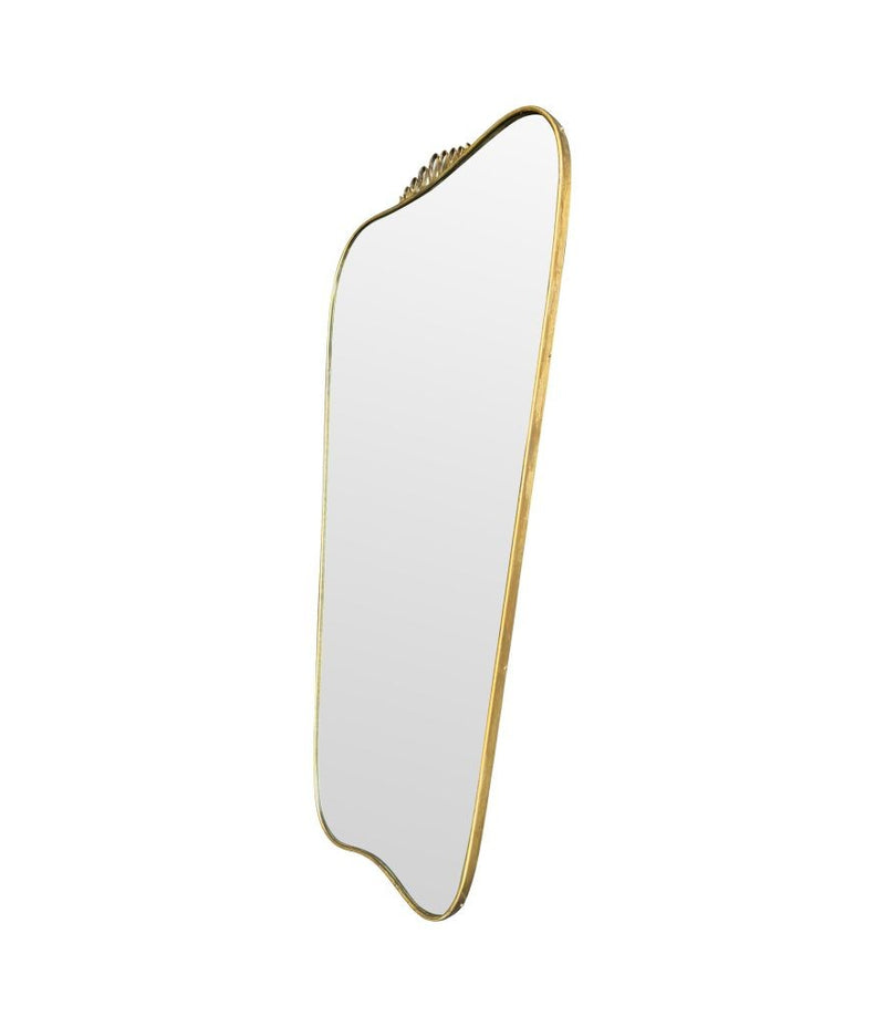 A lovely shaped large original 1950s brass framed mirror in the style of Gio Ponti