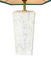 A pair of 1970s Belgian Carrera marble lamps by Porcelaine de Bruxelles