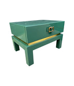 A rare pair of 1970s green lacquered side tables by Guy lefevre for Maison Jansen