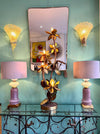 A 1970s unique handmade wrought iron console table with glass or solid marble top
