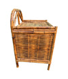 A pair of Italian 1970s Vivai Del Sud style tortoiseshell bamboo bedside tables with two doors