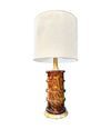 A wonderful large Italian 1970s faux tortoiseshell Murano glass and brass lamp