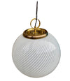 A large 1960s Venini Murano glass ball “Tessuto” swirl pendant light