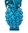 A large Italian 1950s turquoise ceramic pineapple lamp