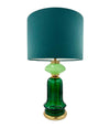 A pair of large large dark and light green Murano opaline lamps by Cenedese