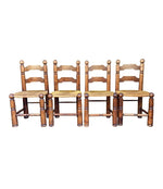 Four 1940s Oak and woven rope seat chairs by Charles Dudouyt - Mid Century Chairs