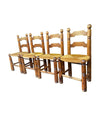 Four 1940s Oak and woven rope seat chairs by Charles Dudouyt - Mid Century Chairs