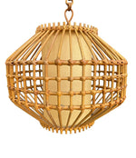 Mid century bamboo hanging light by Louis Sognot