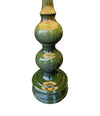 Mid century table lamp 1960s green glazed ceramic table lamp 1960s with original hessian shade