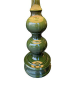 Mid century table lamp 1960s green glazed ceramic table lamp 1960s with original hessian shade