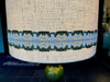 Mid century table lamp 1960s green glazed ceramic table lamp 1960s with original hessian shade