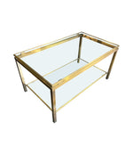 Mid Century Coffee Table in the style of Guy Lefevre gilt metal two tier circa 1970's French - Mid century furniture London