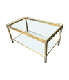 Mid Century Coffee Table in the style of Guy Lefevre gilt metal two tier circa 1970's French - Mid century furniture London