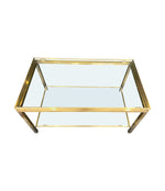 Mid Century Coffee Table in the style of Guy Lefevre gilt metal two tier circa 1970's French - Mid century furniture London