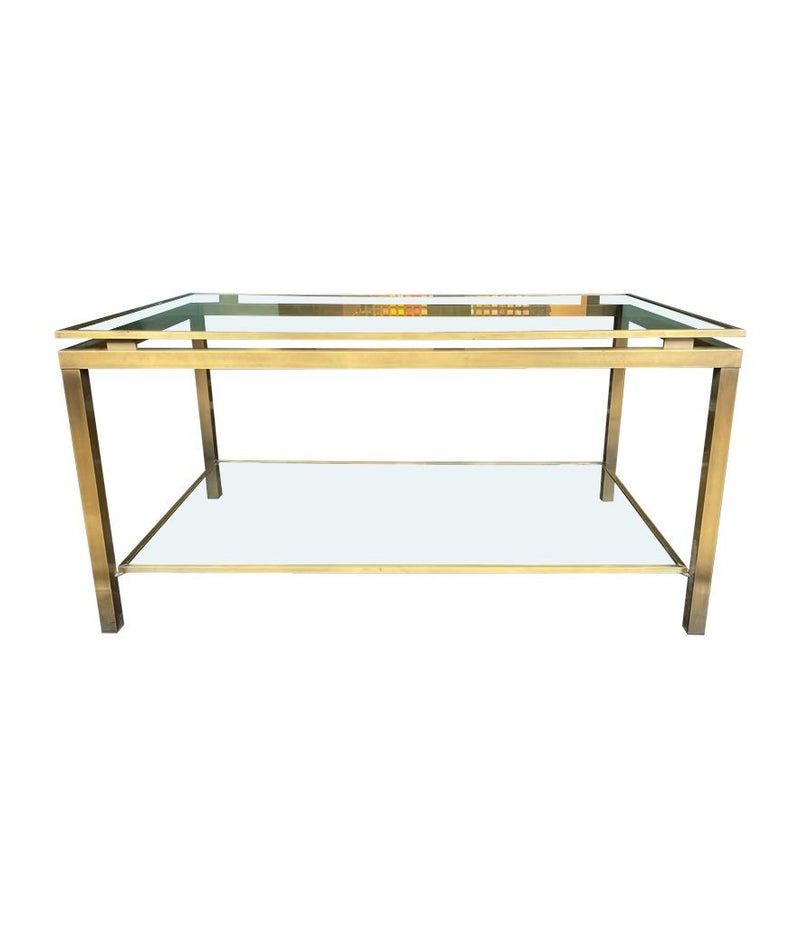 Mid Century Coffee Table in the style of Guy Lefevre gilt metal two tier circa 1970's French - Mid century furniture London