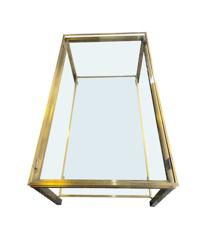 Mid Century Coffee Table in the style of Guy Lefevre gilt metal two tier circa 1970's French - Mid century furniture London