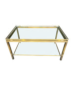 Mid Century Coffee Table in the style of Guy Lefevre gilt metal two tier circa 1970's French - Mid century furniture London