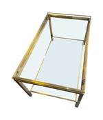 Mid Century Coffee Table in the style of Guy Lefevre gilt metal two tier circa 1970's French - Mid century furniture London