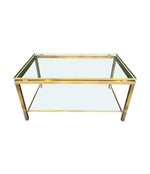 Mid Century Coffee Table in the style of Guy Lefevre gilt metal two tier circa 1970's French - Mid century furniture London