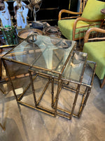 Mid century nest of tables - faux Bamboo - Gilt metal - 1970s - French - Mid Century Furniture