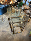 Mid century nest of tables - faux Bamboo - Gilt metal - 1970s - French - Mid Century Furniture