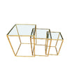 Mid century nest of tables - faux Bamboo - Gilt metal - 1970s - French - Mid Century Furniture