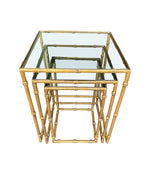 Mid century nest of tables - faux Bamboo - Gilt metal - 1970s - French - Mid Century Furniture