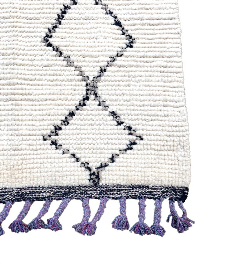 Handwoven Moroccan Berer rug Beni Ourain wool with tribal diamond pattern