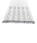 Handwoven Moroccan Berer rug Beni Ourain wool with tribal diamond pattern
