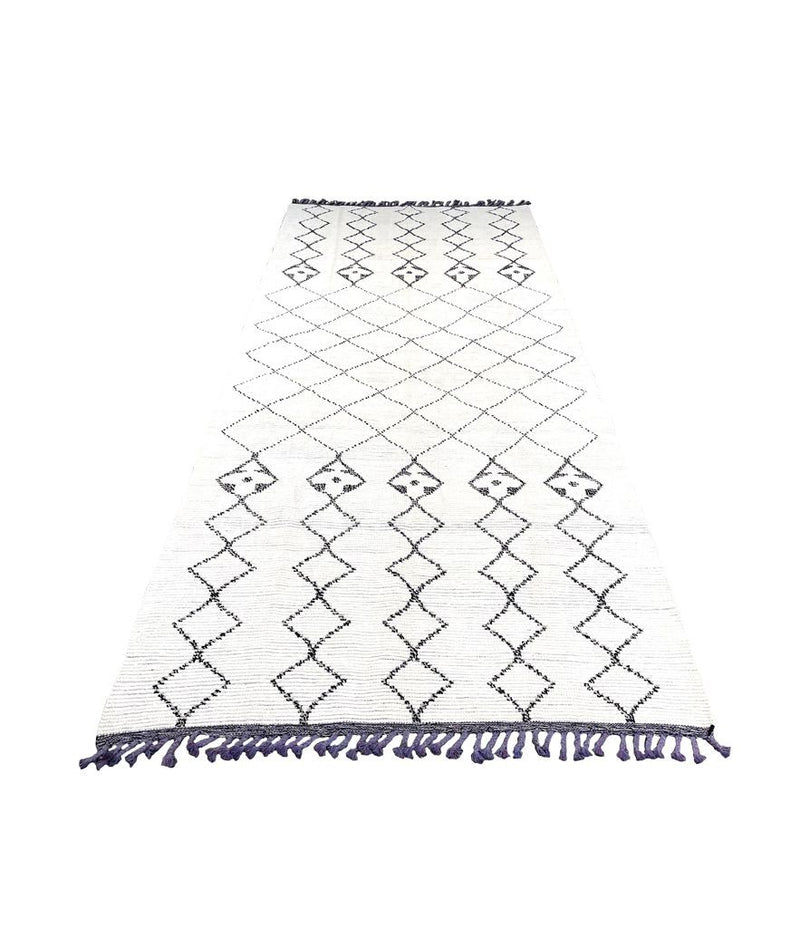 Handwoven Moroccan Berer rug Beni Ourain wool with tribal diamond pattern