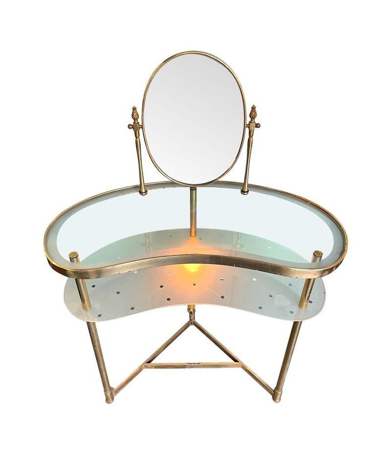 Italian 1950s brass and glass dressing table Luigi Brusotti - Mid Century Furniture