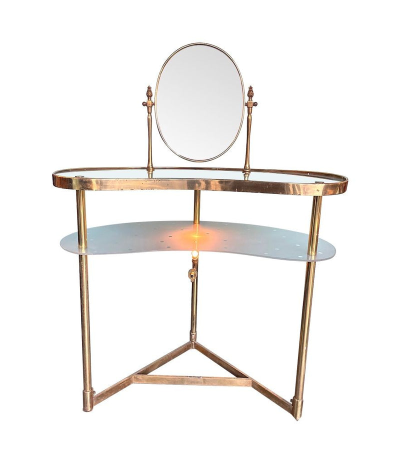 Italian 1950s brass and glass dressing table Luigi Brusotti - Mid Century Furniture