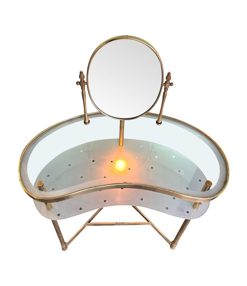 Italian 1950s brass and glass dressing table Luigi Brusotti - Mid Century Furniture