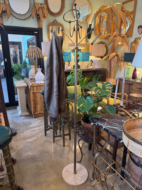 Mid century coat stand - 1950s gilt metal and marble hat and coat stand - Italian - Mid Century furniture
