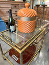 Gigantic Italian 1970s glazed ceramic and brass ice bucket by Tommaso Barbi