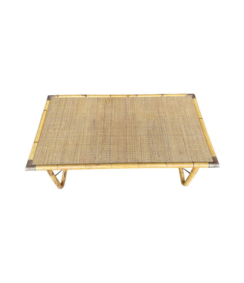 Mid Century Bamboo Coffee Table by Dal Vera, folding coffee table with brass corners - Mid Century Furniture London