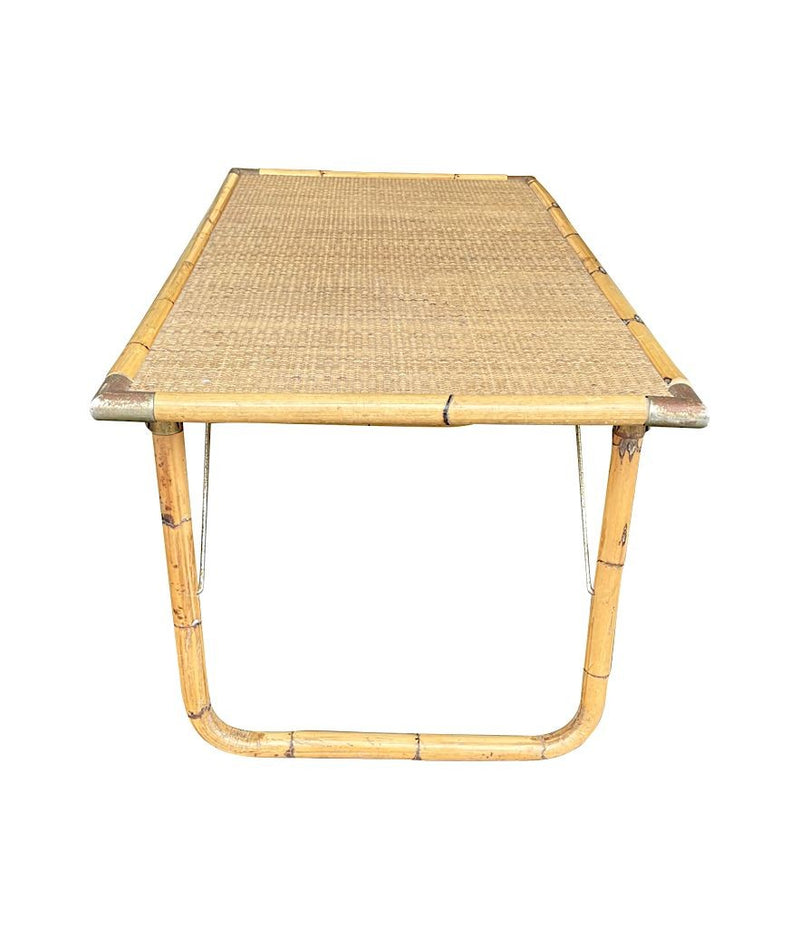 Mid Century Bamboo Coffee Table by Dal Vera, folding coffee table with brass corners - Mid Century Furniture London