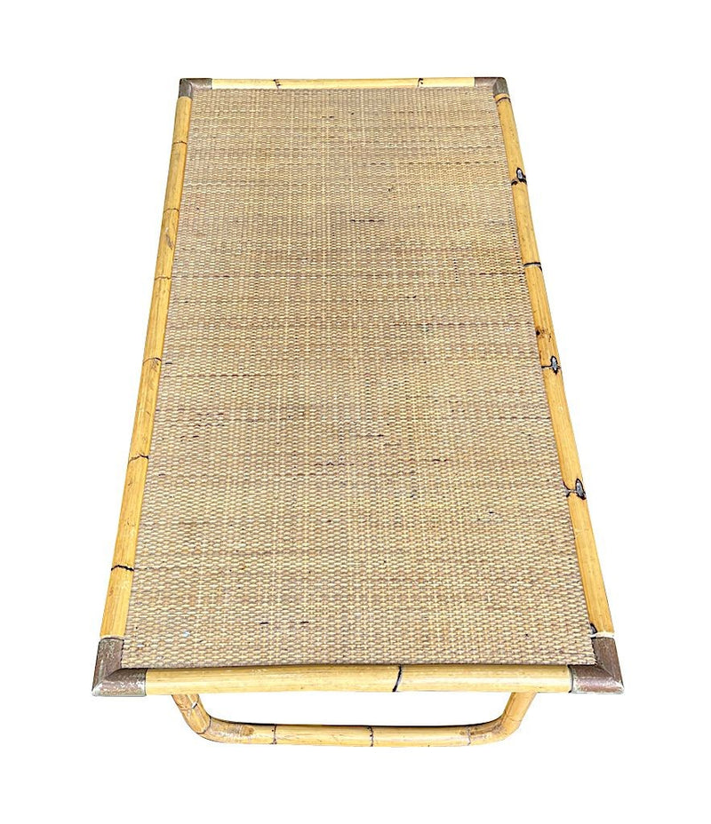 Mid Century Bamboo Coffee Table by Dal Vera, folding coffee table with brass corners - Mid Century Furniture London