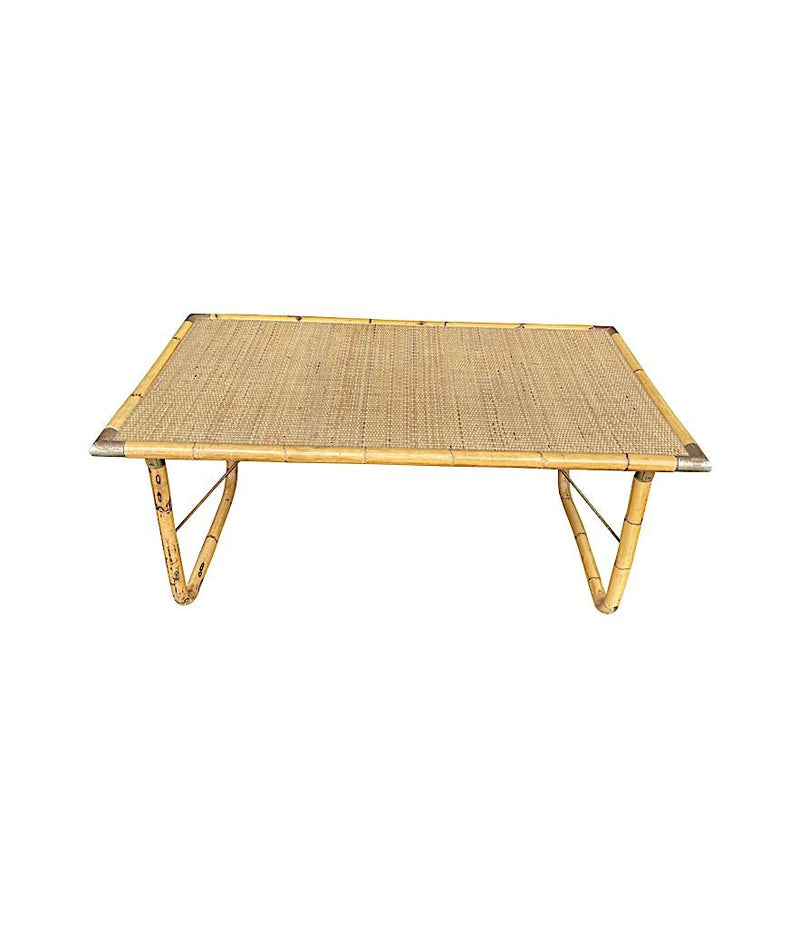 Mid Century Bamboo Coffee Table by Dal Vera, folding coffee table with brass corners - Mid Century Furniture London